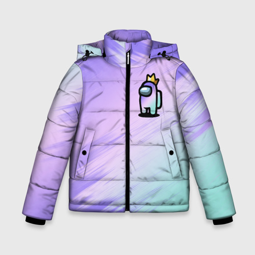 Зимняя куртка для мальчиков 3D Among Us gradient, цвет светло-серый