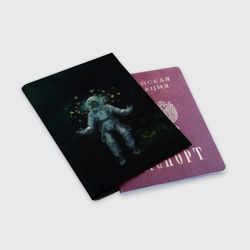 Обложка для паспорта матовая кожа Космонавт и бабочки в космосе - фото 2