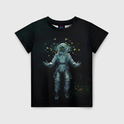 Детская футболка 3D Космонавт и бабочки в космосе