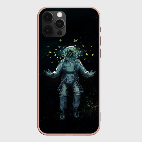 Чехол для iPhone 12 Pro Max с принтом Космонавт и бабочки в космосе, вид спереди #2