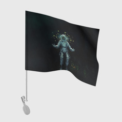 Флаг для автомобиля Космонавт и бабочки в космосе