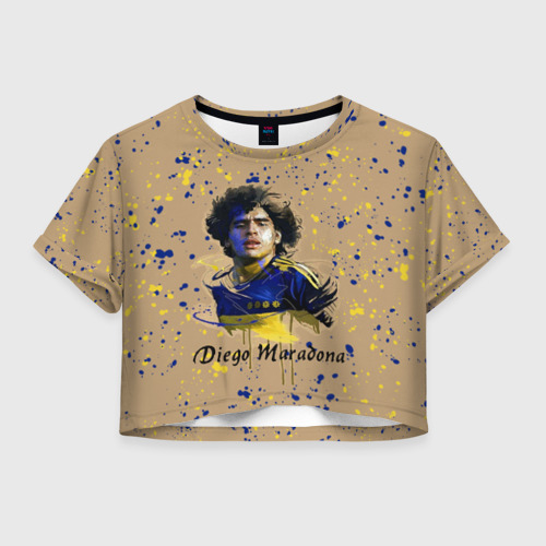 Женская футболка Crop-top 3D Diego Maradona, цвет 3D печать