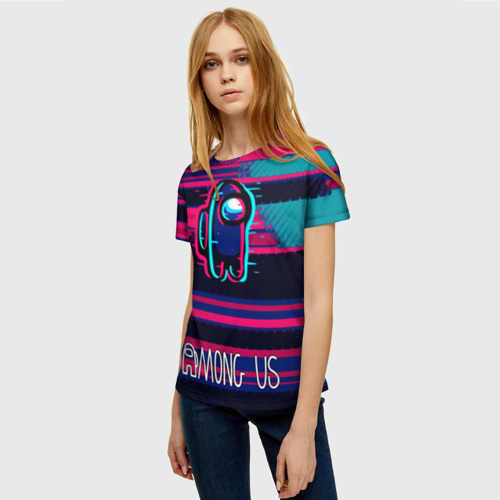 Женская футболка 3D с принтом Among Us | Полоски, фото на моделе #1