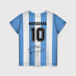 Футболка с принтом Джерси Марадоны с автографом для ребенка, вид сзади №1. Цвет основы: белый