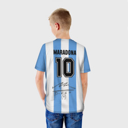 Футболка с принтом Джерси Марадоны с автографом для ребенка, вид на модели сзади №2. Цвет основы: белый