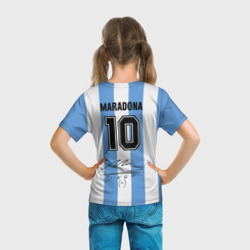 Футболка с принтом Джерси Марадоны с автографом для ребенка, вид на модели сзади №3. Цвет основы: белый