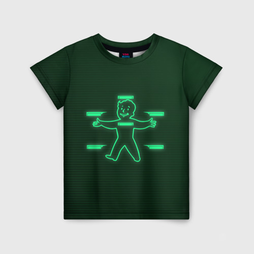 Детская футболка 3D с принтом Vault-Boy HP, вид спереди #2