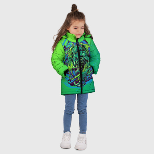 Зимняя куртка для девочек 3D Ктулху, цвет черный - фото 5