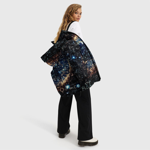 Женская зимняя куртка 3D с принтом Формула Вселенной, вид сбоку #3
