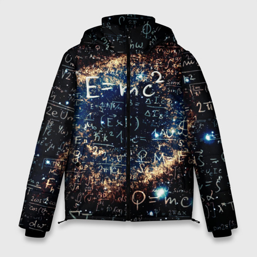 Мужская зимняя куртка 3D с принтом Формула Вселенной, вид спереди #2
