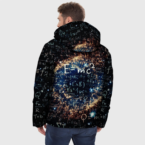 Мужская зимняя куртка 3D с принтом Формула Вселенной, вид сзади #2
