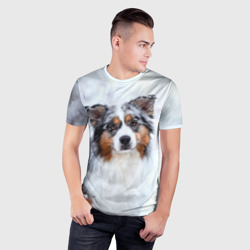 Мужская футболка 3D Slim Австралийская овчарка - фото 2
