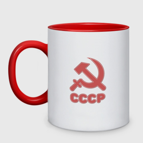 Кружка двухцветная СССР серп и молот, цвет белый + красный