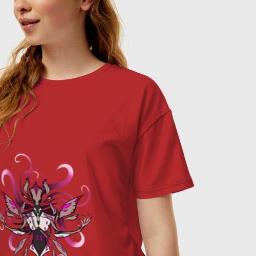 Женская футболка хлопок Oversize Нидус, цвет красный - фото 3