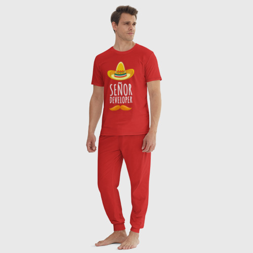 Мужская пижама хлопок Senior Developer, цвет красный - фото 5