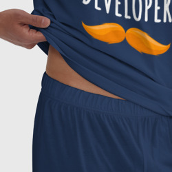 Пижама с принтом Senior Developer для мужчины, вид на модели спереди №4. Цвет основы: темно-синий