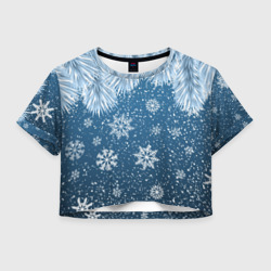 Женская футболка Crop-top 3D Снежное Настроенние