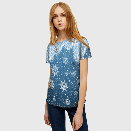 Женская футболка 3D Снежное Настроенние, цвет 3D печать - фото 3
