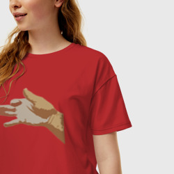 Женская футболка хлопок Oversize Пёс или рука ? - фото 2