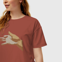 Женская футболка хлопок Oversize Пёс или рука ? - фото 2
