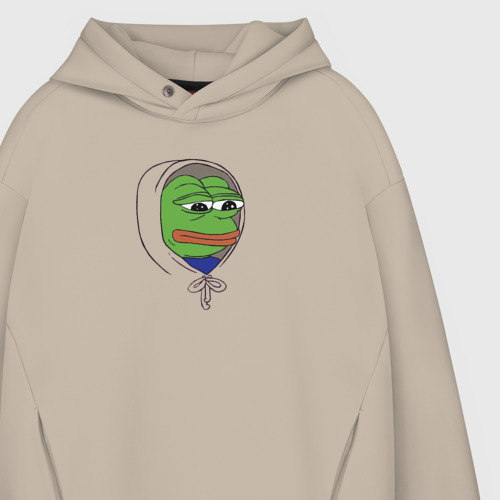 Мужское худи Oversize хлопок  Pepe in the hoodie, цвет миндальный - фото 4