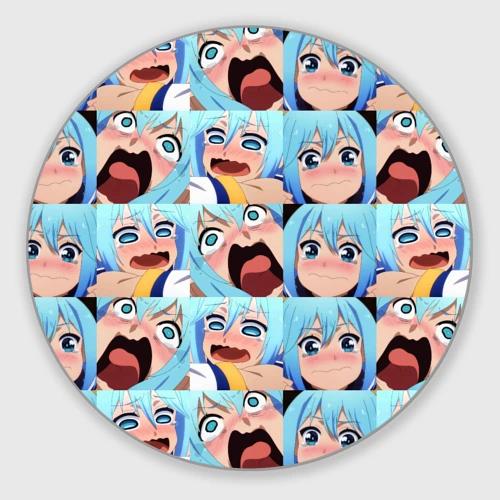 Круглый коврик для мышки Аква кричит Коносуба паттерн - Aqua Konosuba