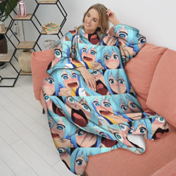 Плед с рукавами Аква кричит Коносуба паттерн - Aqua Konosuba - фото 2