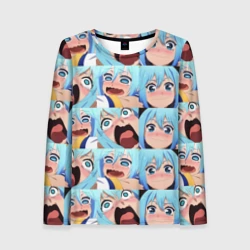 Женский лонгслив 3D Аква кричит Коносуба паттерн - Aqua Konosuba