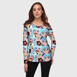 Женский лонгслив 3D Аква кричит Коносуба паттерн - Aqua Konosuba - фото 2