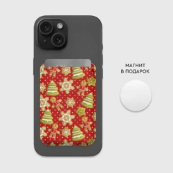 Картхолдер Magsafe магнитный С Новым Годом - пряники и елки паттерн - фото 2