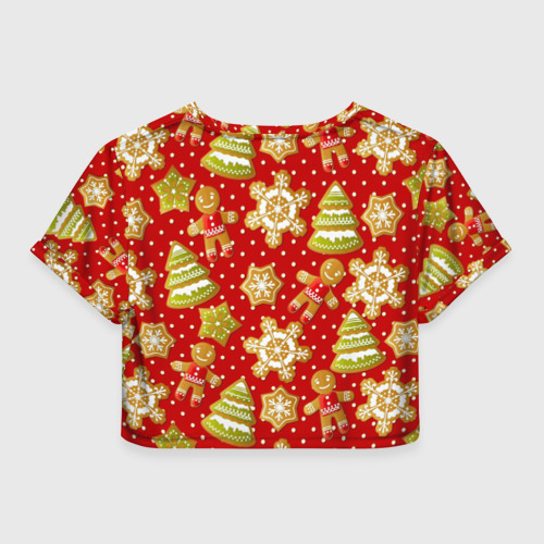 Женская футболка Crop-top 3D С Новым Годом!, цвет 3D печать - фото 2