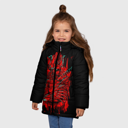 Зимняя куртка для девочек 3D Death Samurai, цвет красный - фото 3