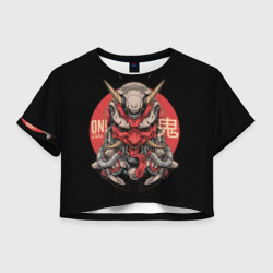 Женская футболка Crop-top 3D Cyber Oni Samurai