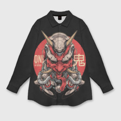 Мужская рубашка oversize 3D Cyber Oni Samurai