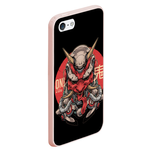 Чехол для iPhone 5/5S матовый Cyber Oni Samurai, цвет светло-розовый - фото 3