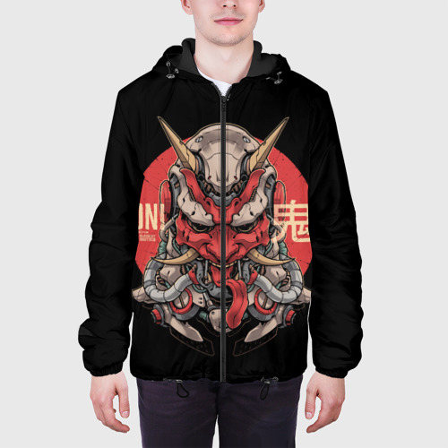 Мужская куртка 3D с принтом Cyber Oni Samurai, вид сбоку #3