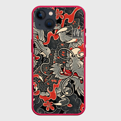 Самурай Якудза и драконы – Чехол для iPhone 14 Plus с принтом купить