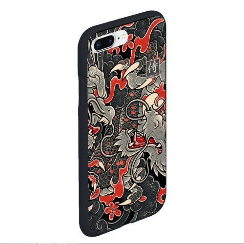 Чехол для iPhone 7Plus/8 Plus матовый Самурай (Якудза, драконы), цвет черный - фото 3