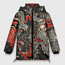 Женская зимняя куртка Oversize Самурай Якудза и драконы