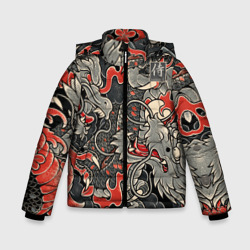 Самурай Якудза и драконы – Зимняя куртка для мальчиков 3D с принтом купить