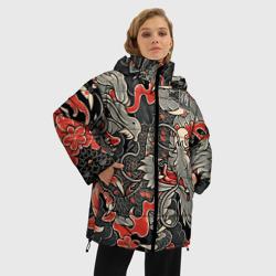 Женская зимняя куртка Oversize Самурай Якудза и драконы - фото 2