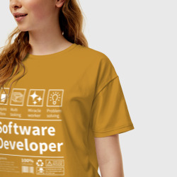 Женская футболка хлопок Oversize Software Developer - фото 2