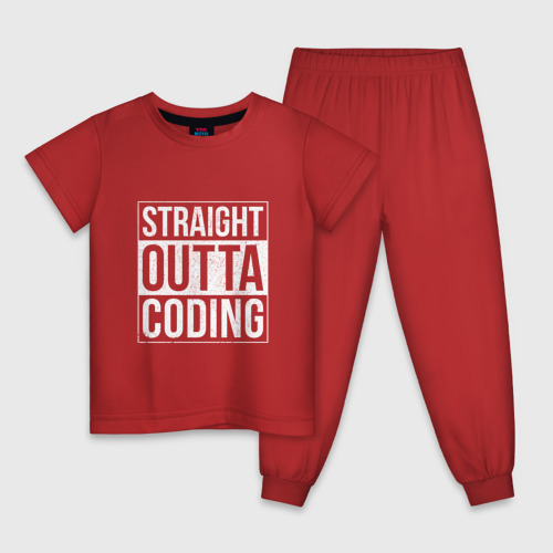 Детская пижама хлопок Straight Outta Coding, цвет красный