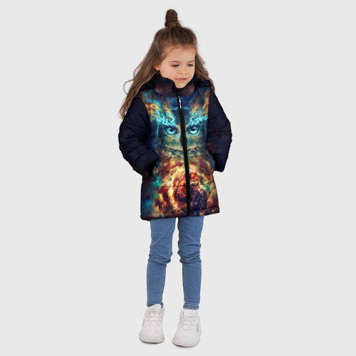 Зимняя куртка для девочек 3D Сова Космос, цвет черный - фото 5