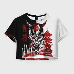 Женская футболка Crop-top 3D Самурай Samurai