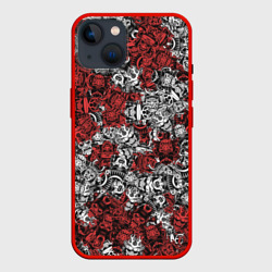 Чехол для iPhone 14 Красные и Белые самураи