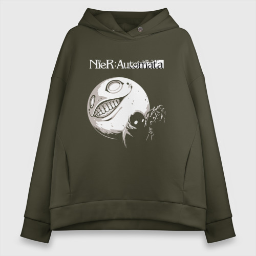 Женское худи Oversize хлопок Nier Automata, цвет хаки