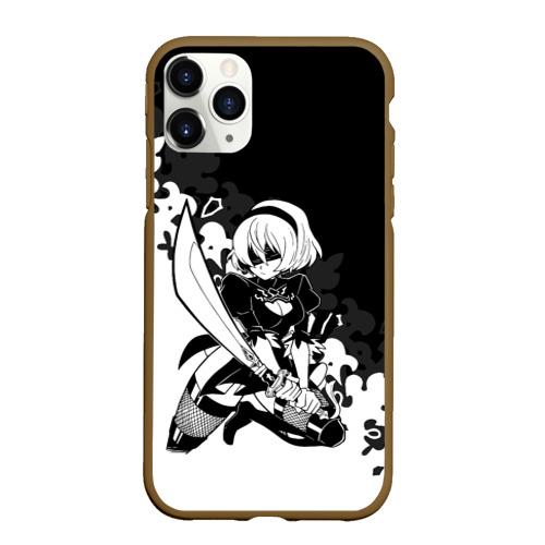 Чехол для iPhone 11 Pro Max матовый Nier Automata, цвет коричневый