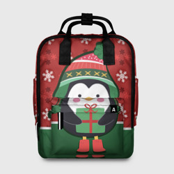 Женский рюкзак 3D Пингвин. Новый год