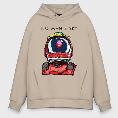 Мужское худи Oversize хлопок NO MAN'S SKY, цвет миндальный